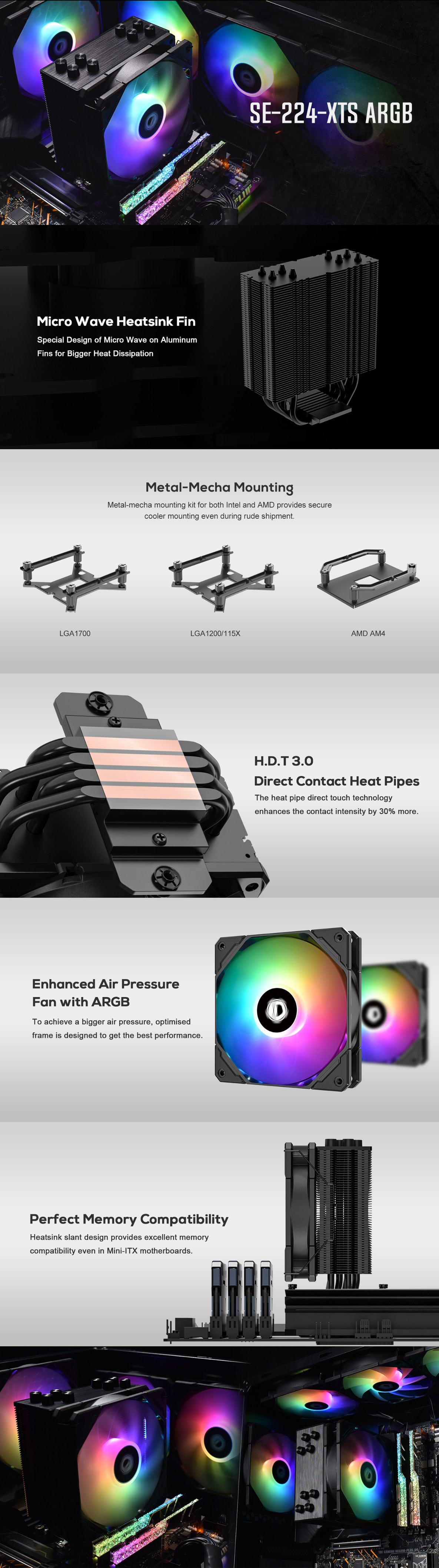 ID-Cooling SE-224-XTS ARGB CPU Cooler | Scorptec Computers