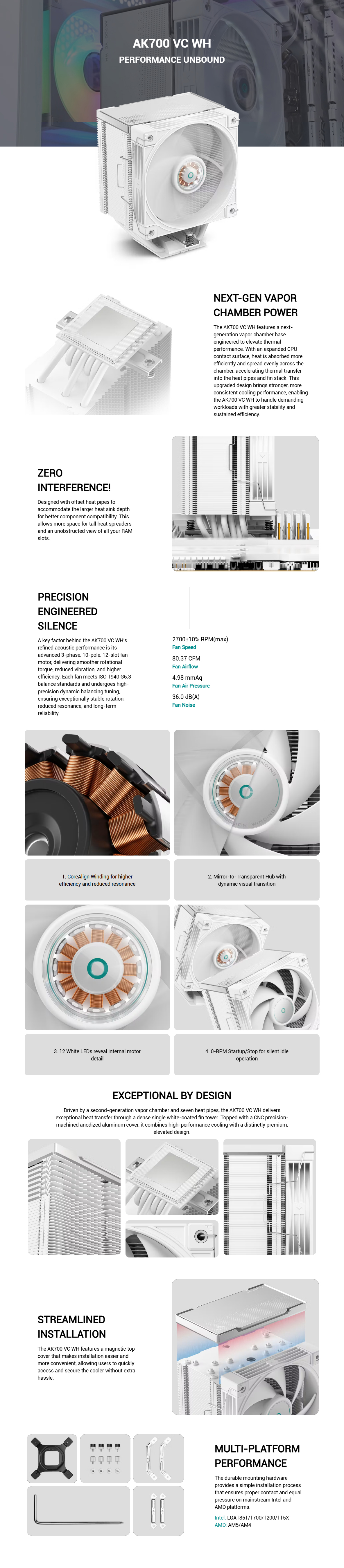 DeepCool AK700 VC WH White Tower CPU Cooler