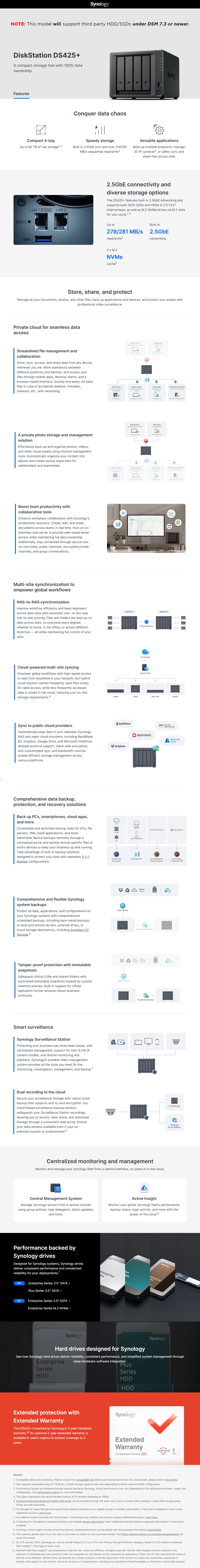 Synology DiskStation DS425+ 4 Bay NAS