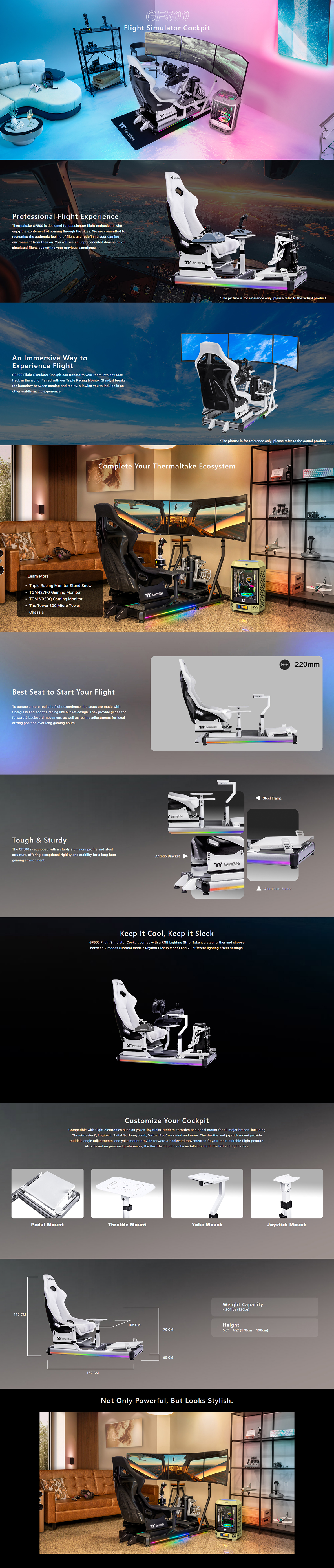 Thermaltake GF500 RGB Flight Simulator Cockpit, Snow Edition | Scorptec ...