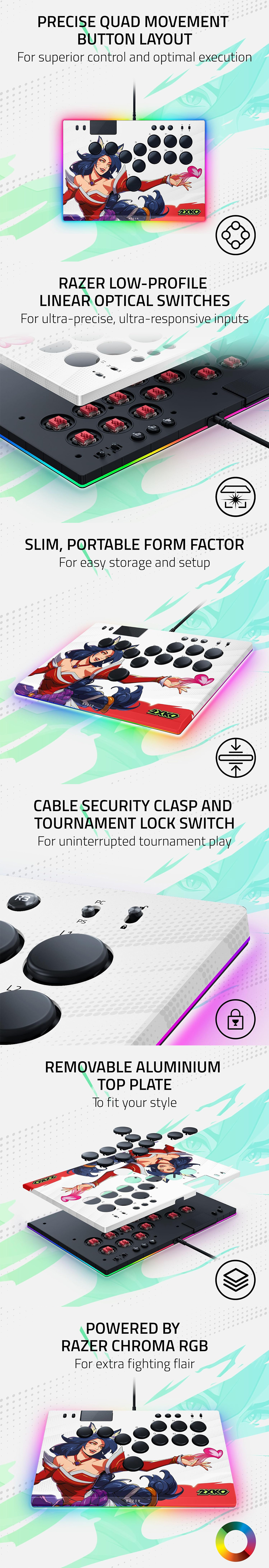 Razer Kitsune RGB All-Button Optical Arcade Controller, 2XKO Edition