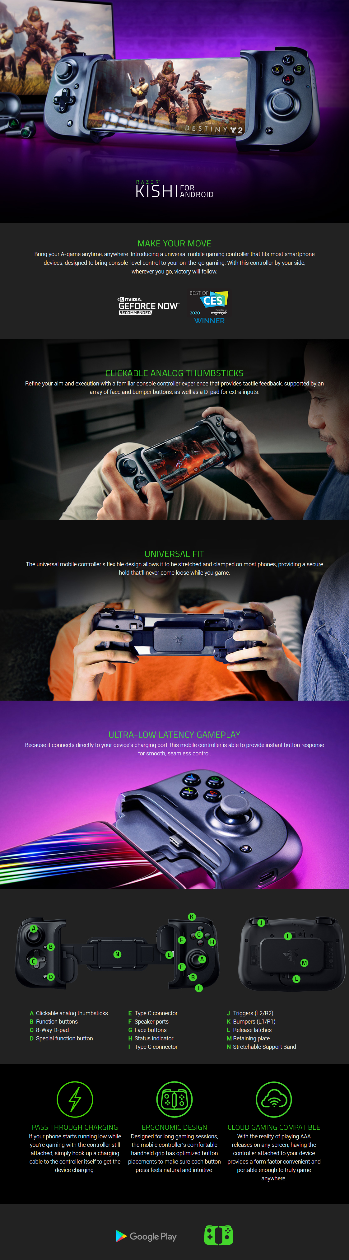 Buy Razer Kishi Gaming Controller For Android Ergonomic Design 