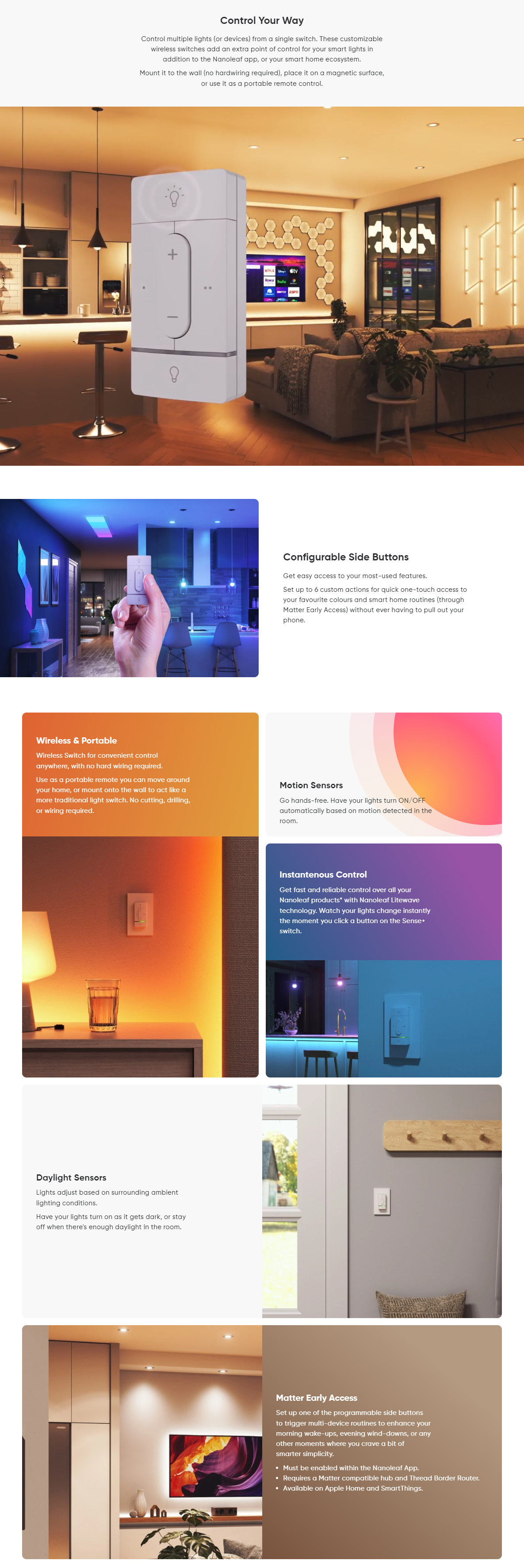 Nanoleaf Sense+ Smart Wireless Switch | Scorptec Computers