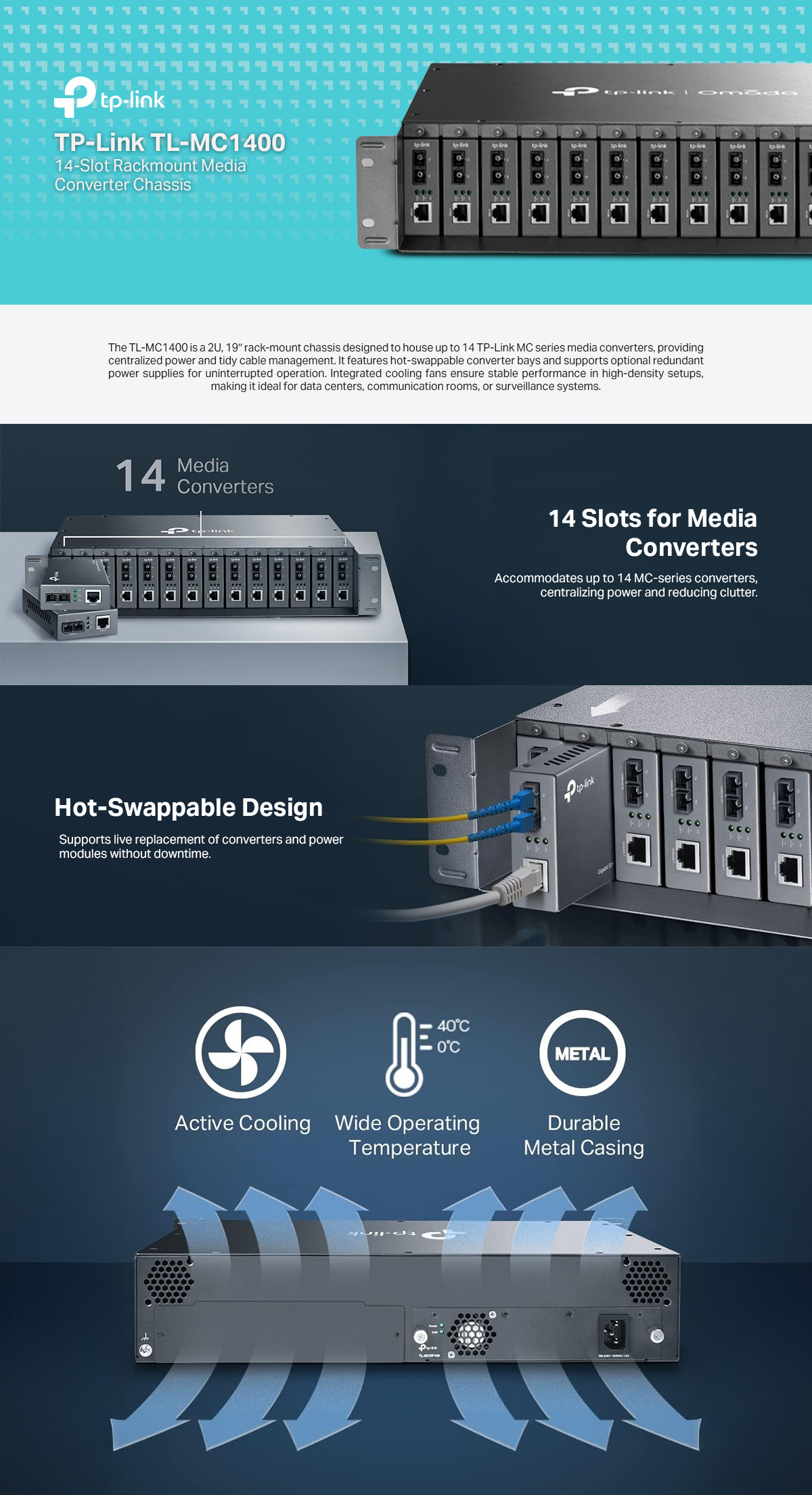 TP-Link MC1400 Unmanaged Media Converter 14 Slot Chassis | Scorptec ...