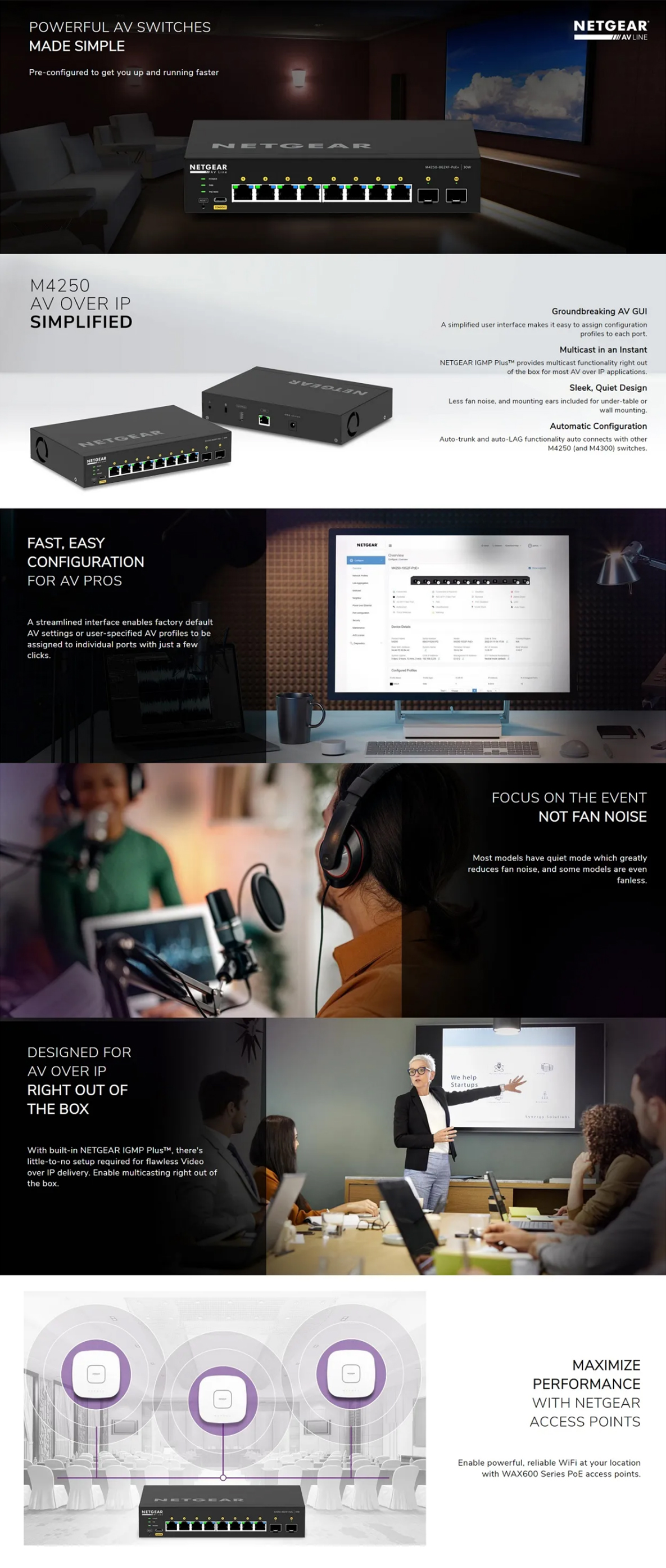 NETGEAR AV Line M4250 Managed 8 Port Gigabit PoE+ Switch