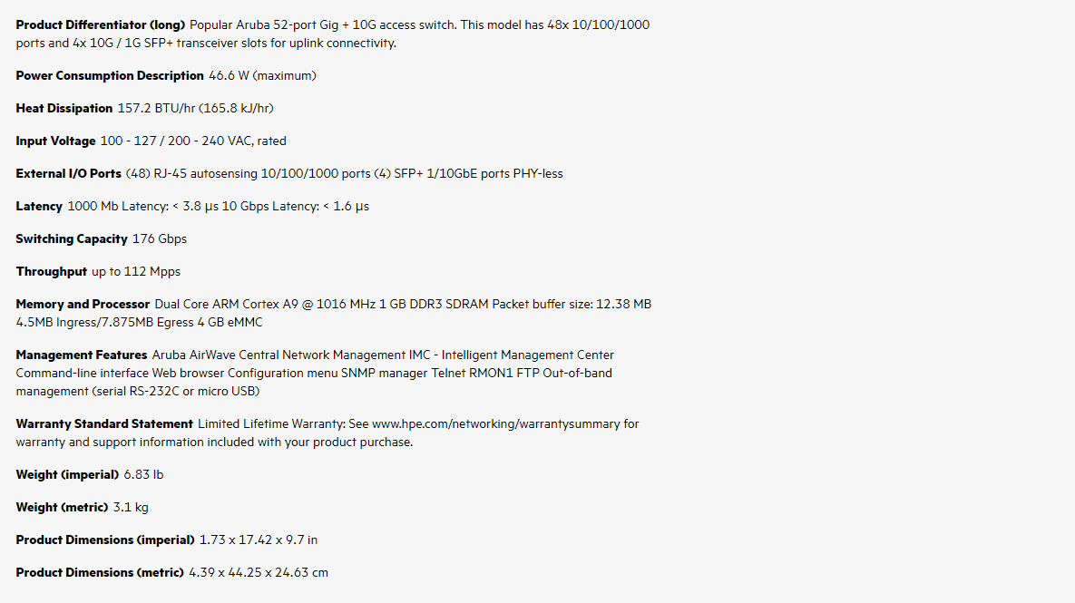Buy Aruba 2930F Managed 48 Port Gigabit Switch Networking Scorptec