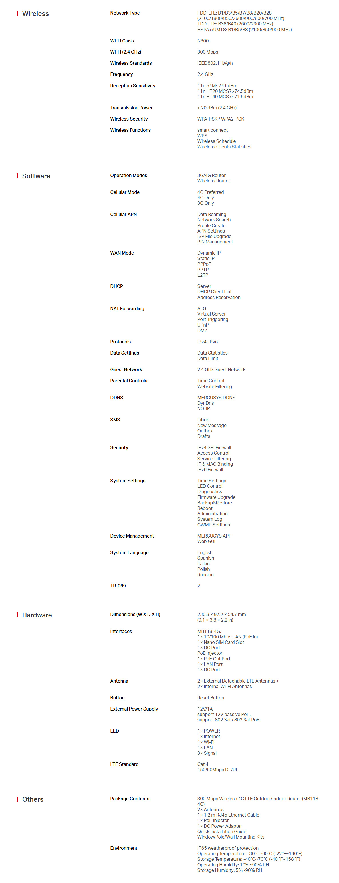 Mercusys MB118 4G Wi-Fi 4 Router