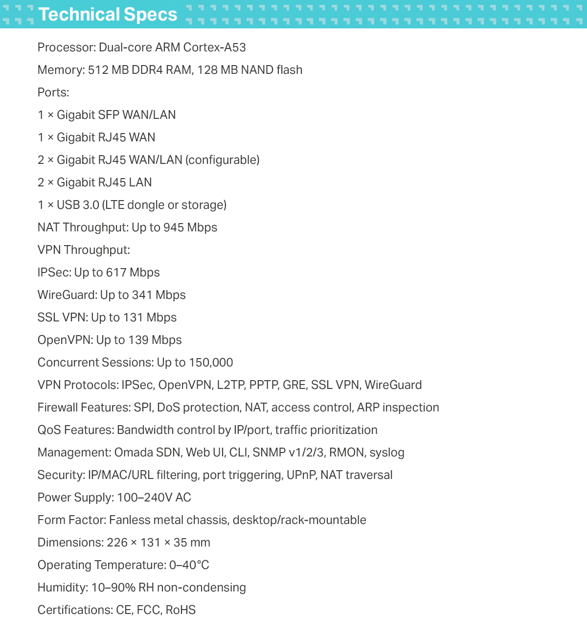 TP-Link Omada SafeStream ER7206 Multi WAN VPN Router | Scorptec Computers