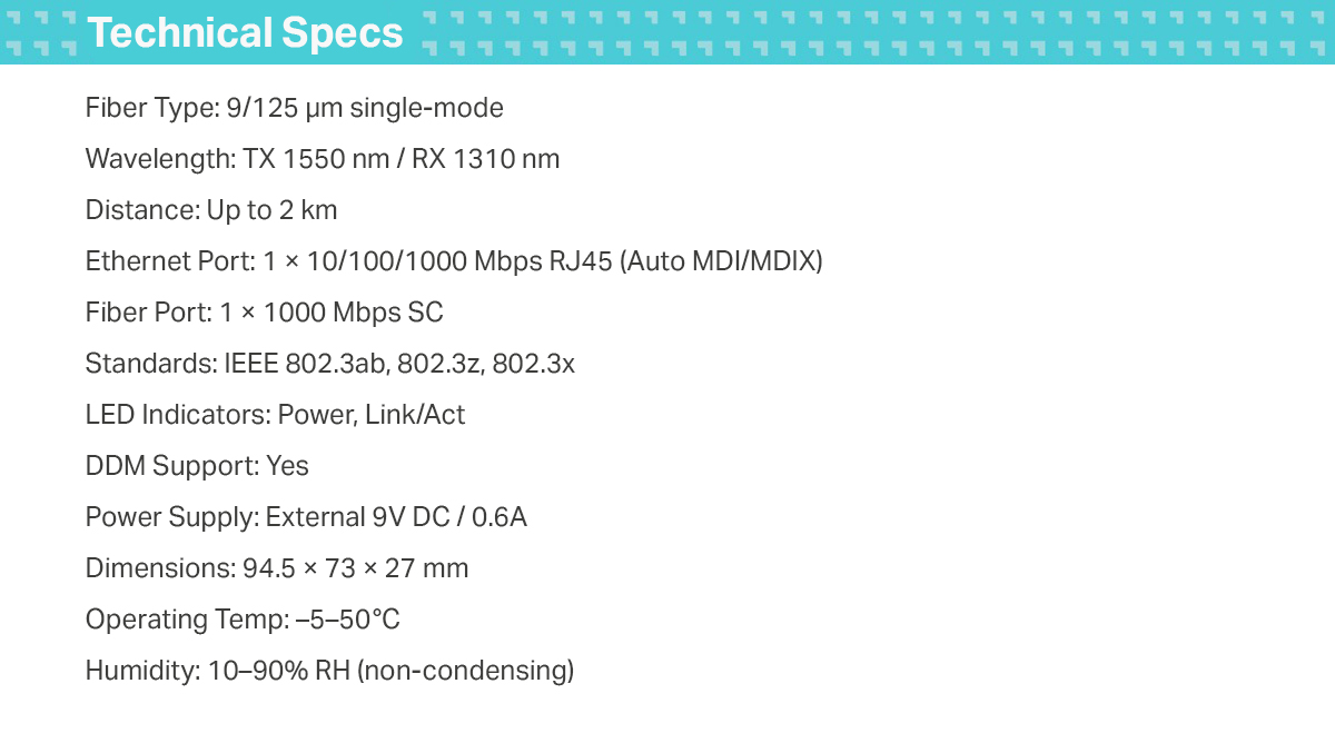 TP-Link Omada MC211CS-2 Gigabit WDM Media Converter