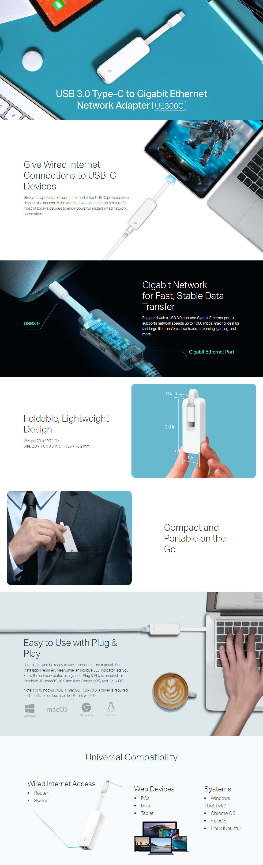 TP-Link UE300C Gigabit Adapter | Networking | Scorptec Computers