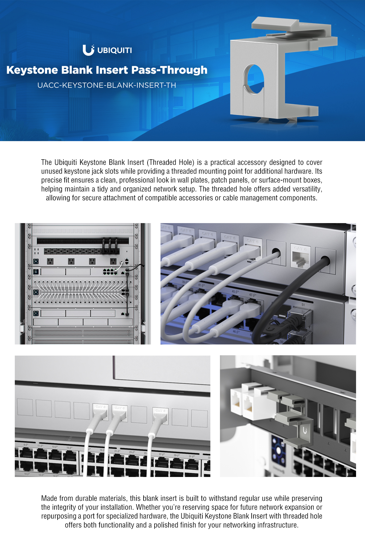 Key Insert Port Ubiquiti Keystone Blank Insert Pass Through, Pack of 12 | Scorptec ...