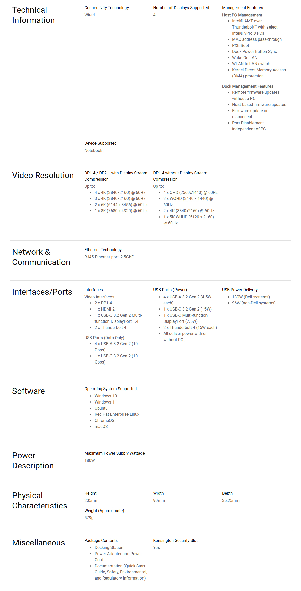 Dell Pro Thunderbolt 4 Smart Dock 130W Power Delivery Docking Station