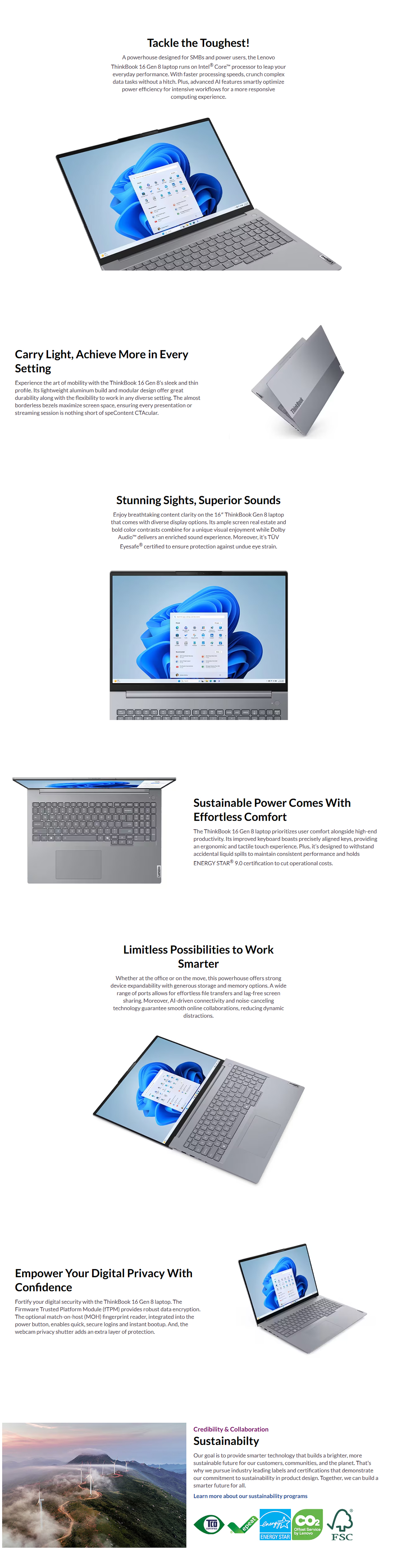 Lenovo ThinkBook 16 G8 16inch Core Ultra 5 16GB RAM 512GB SSD Grey Laptop