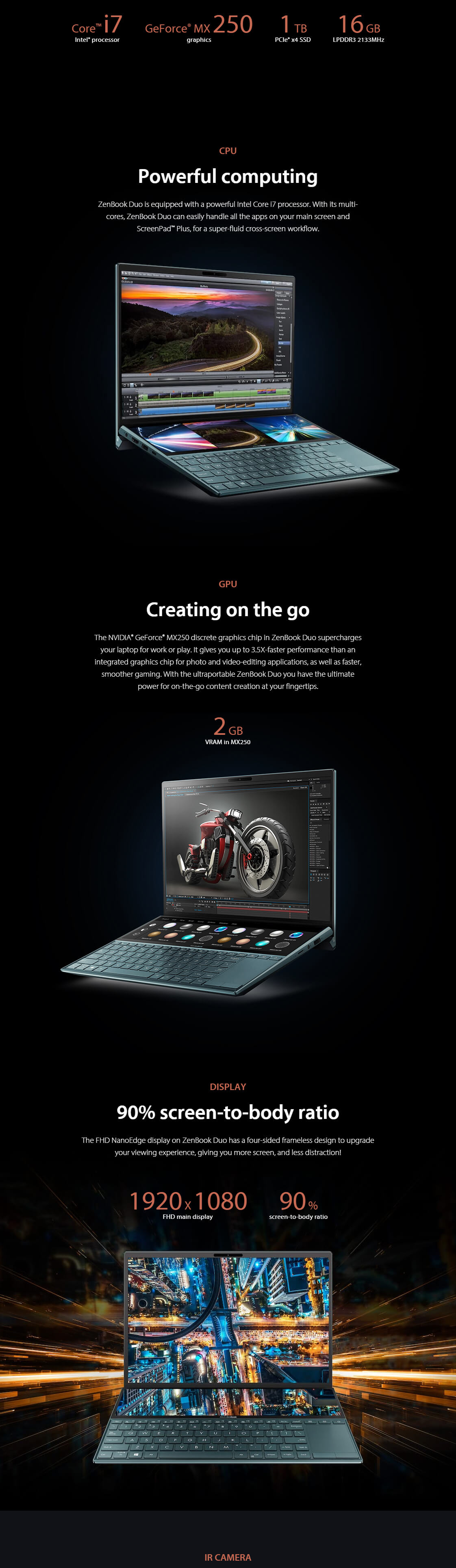 Features - ASUS ZenBook Duo UX481FL Celestial Blue 14inch Core i7 Laptop ASUS ZenBook Duo UX481FL Celestial Blue 14inch Core i7 Laptop