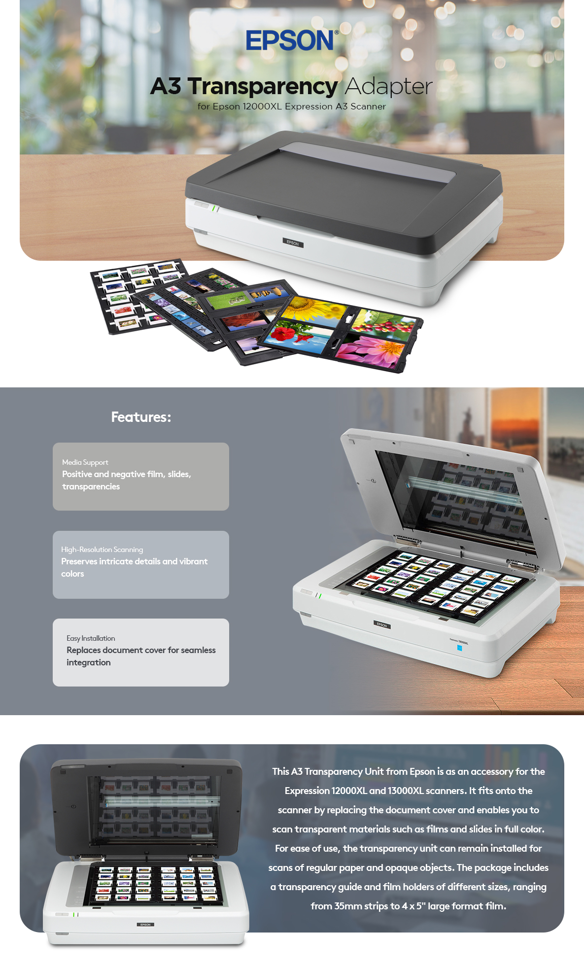 Epson A3 Transparency Adapter for Epson 12000XL Expression A3 Scanner ...