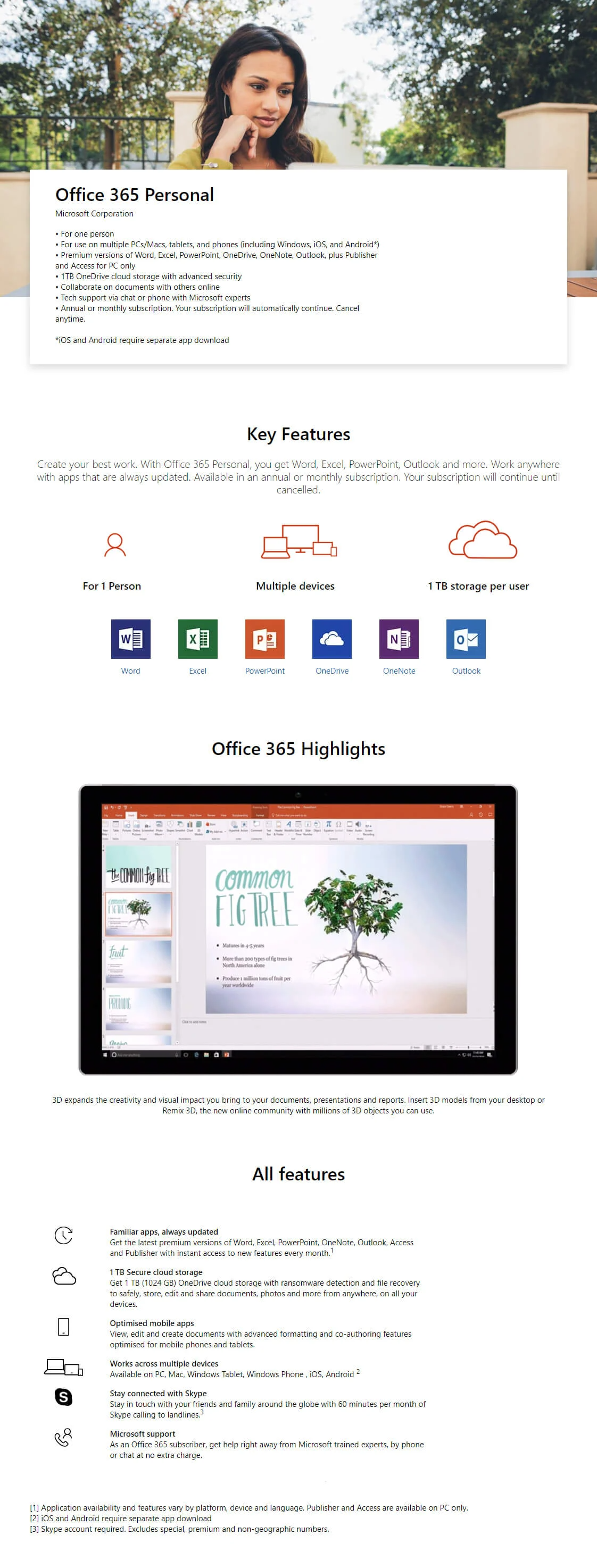 Microsoft QQ2-00982 Office 365 Personal 1 Year Subscription