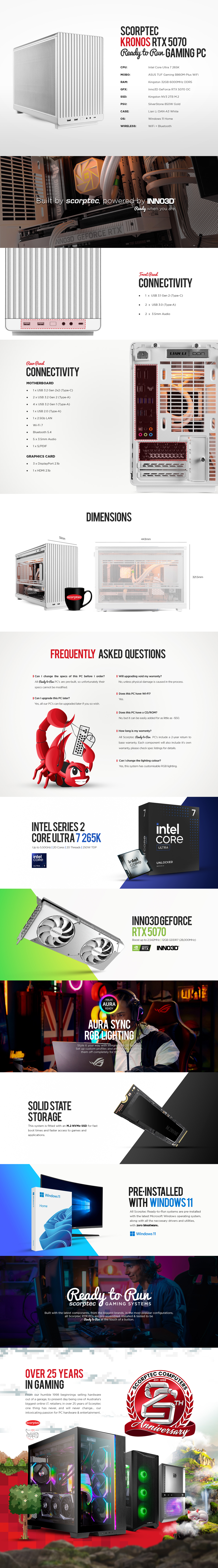Kronos RTX 5070 PC Ultra 7 - White | Scorptec Computers | Scorptec ...