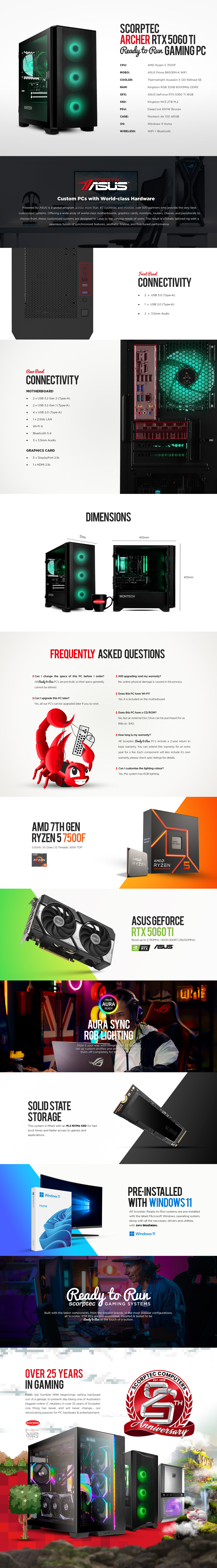 Scorptec Archer RTX 5060 Ti Gaming PC | Scorptec Computers