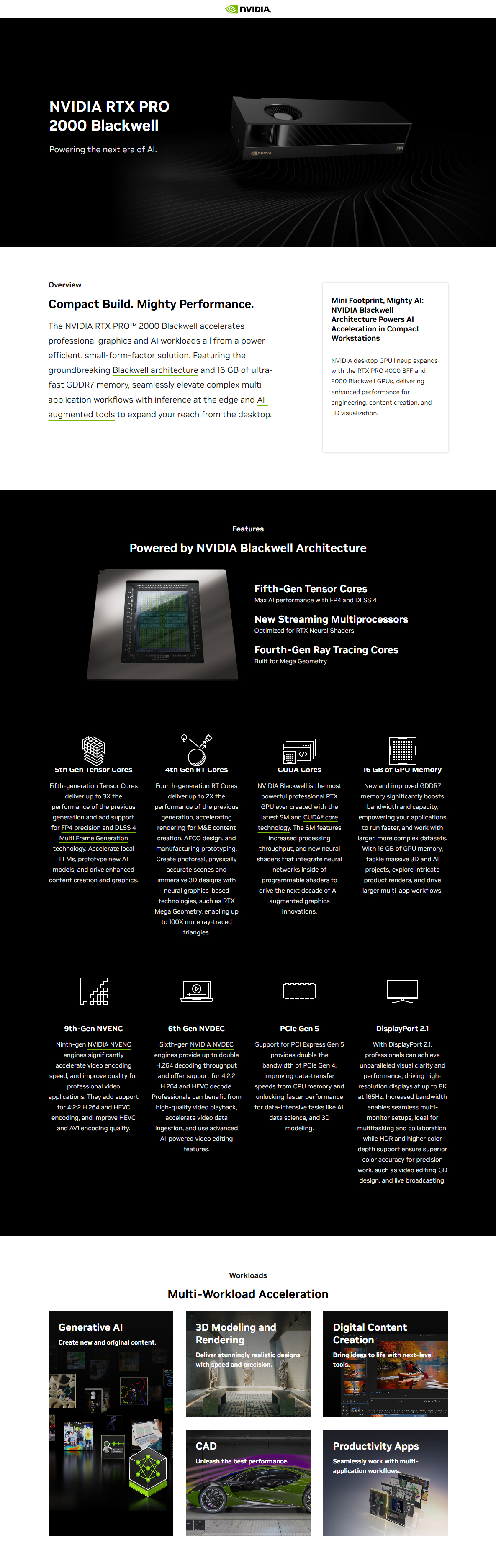 NVIDIA RTX PRO 2000 Blackwell Low Profile