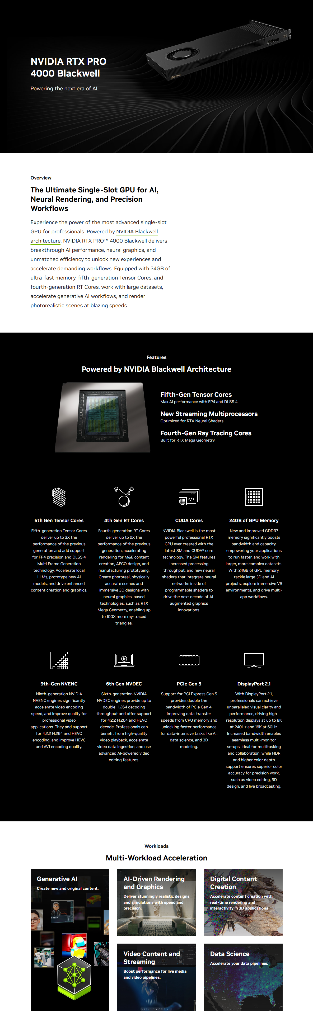 NVIDIA RTX PRO 4000 Blackwell, 24GB