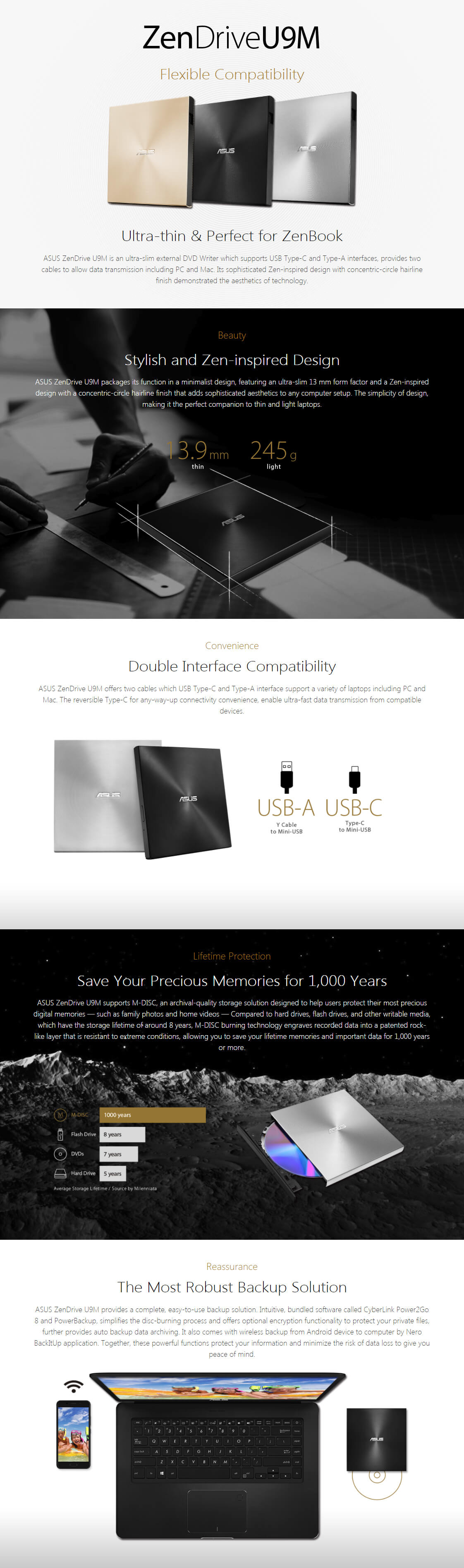 ASUS ZenDrive SDRW-08U9M-U/BLK/G/AS/P2G – ultra-slim portable 8X ...