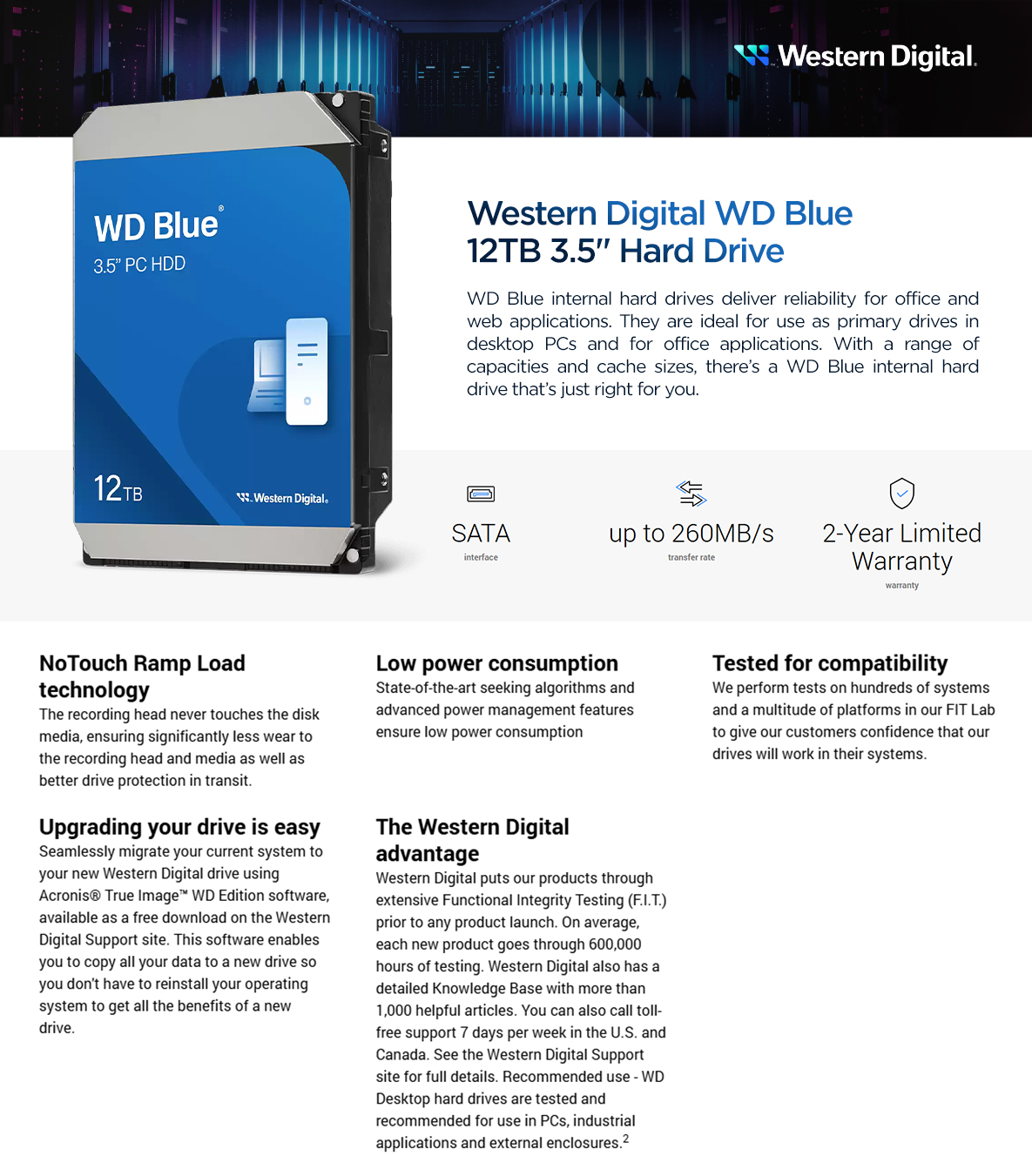 Western Digital WD Blue 12TB 3.5inch HDD, WD120EAGZ | Scorptec