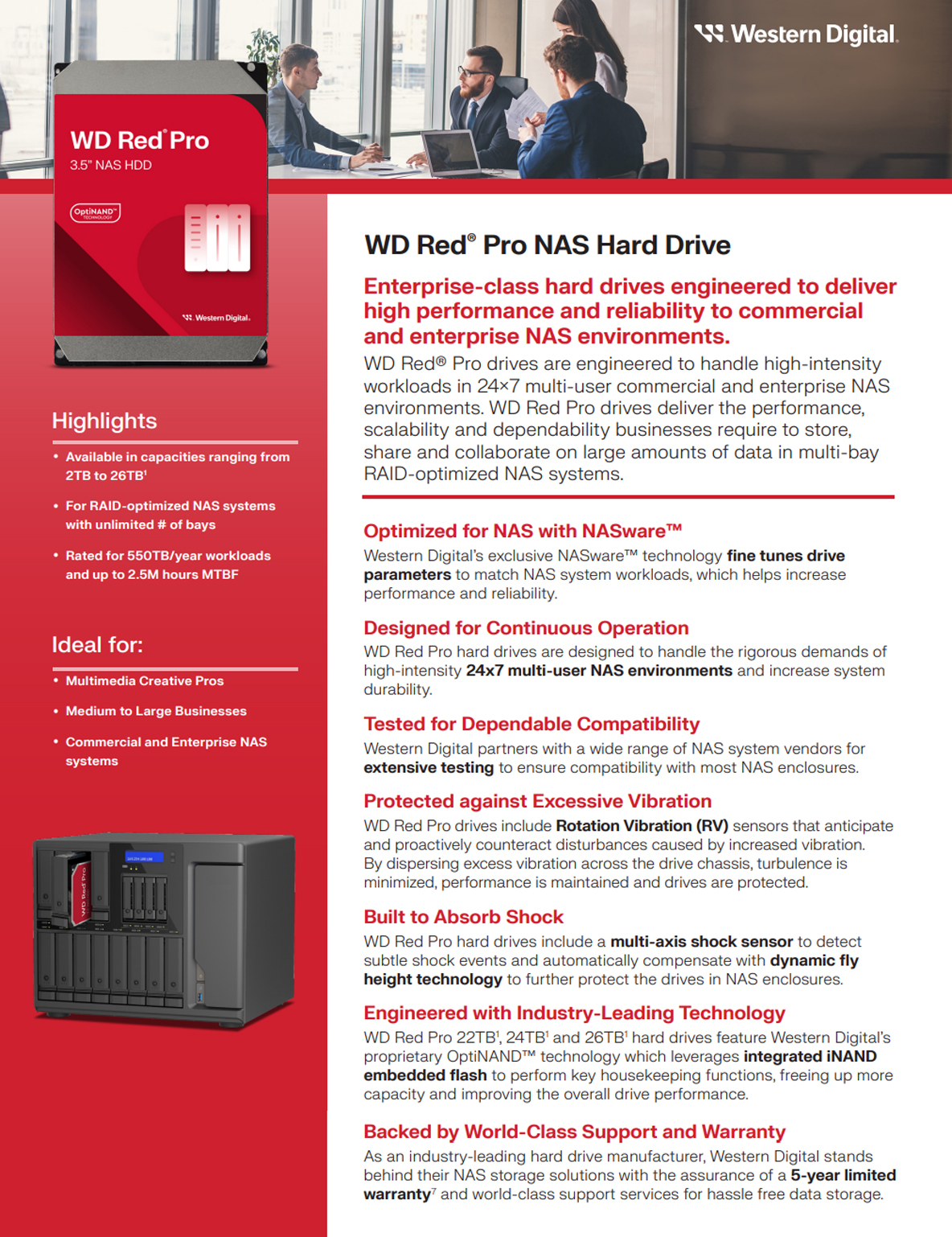 Western Digital WD Red Pro NAS 12TB HDD, WD122KFBX