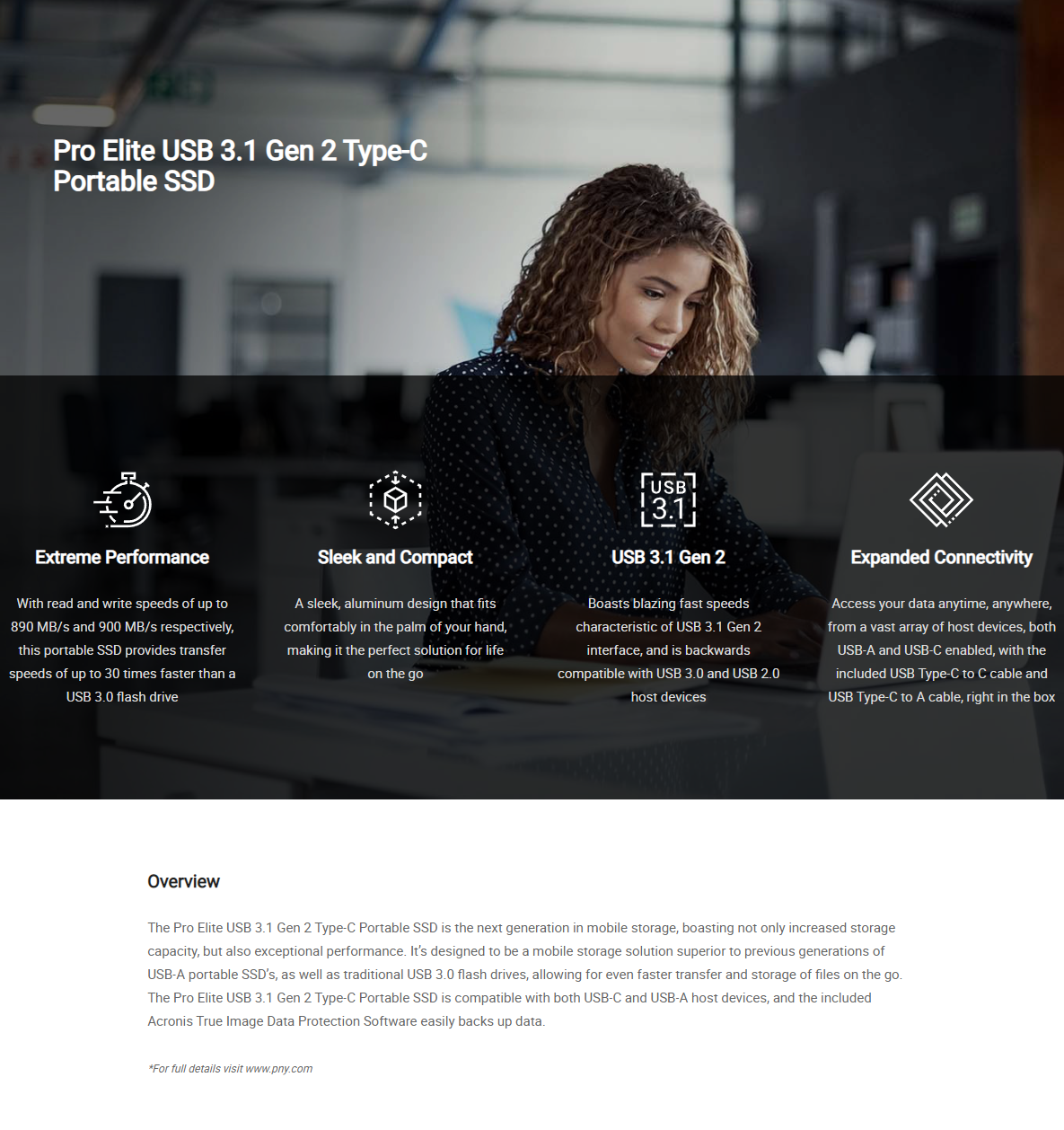 PNY Pro Elite CS2060 Color Edition – 500 GB Portable SSD (USB 3.2 Gen 2, Type-C, Dunkelgrün)