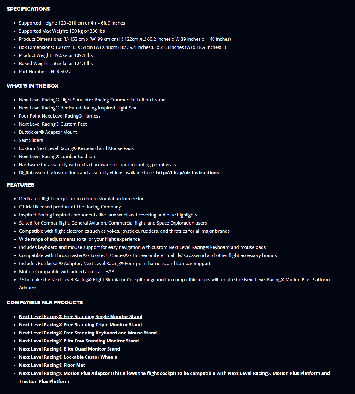 Next Level Racing Boeing Commercial Edition Flight Simulator Cockpit ...