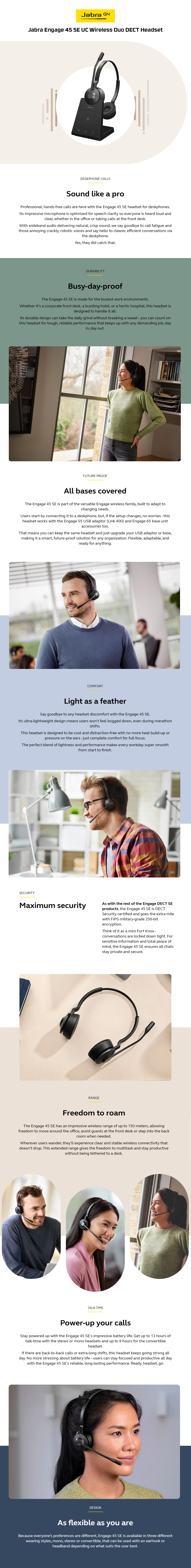 Jabra Engage 45 SE UC Wireless Duo DECT Headset