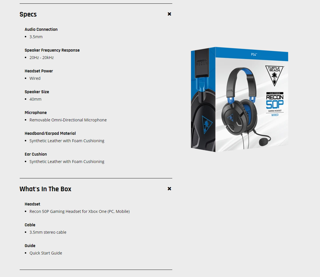 Turtle Beach Recon 50P Gaming Headset 