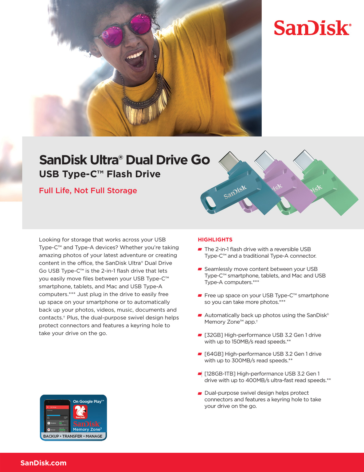 SanDisk Ultra Dual Drive Go 128GB USB-C 3.2 Gen 1 Flash Drive, Navagio Bay